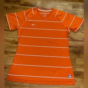 Orange and white striped nike dri-fit short sleeve tee size medium